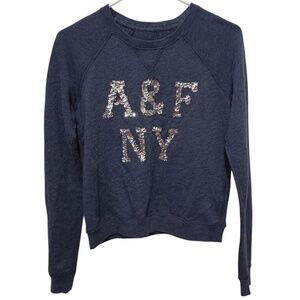 Abercrombie & Fitch Women's Navy and Silver Top